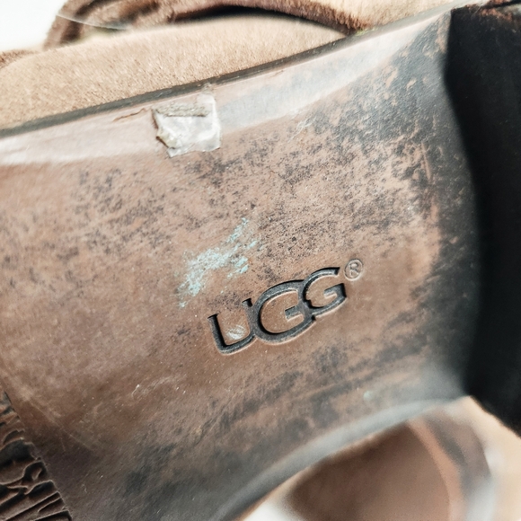 Ugg Cydnee Tall Knee High Moto Boots in Fawn Tan Suede Leather Women's Size 9 - Picture 7 of 11